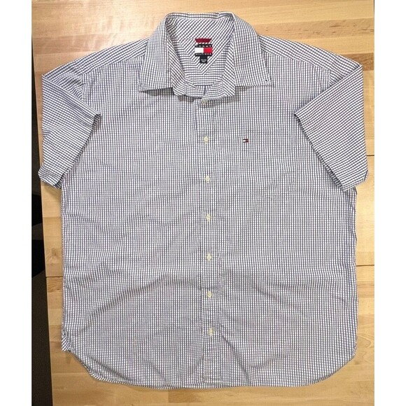 Tommy Hilfiger Button-Down Short Sleeve Shirt with Pocket - White w/ Stripes XXL - Picture 4 of 12